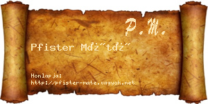 Pfister Máté névjegykártya