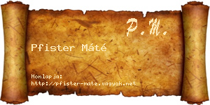 Pfister Máté névjegykártya
